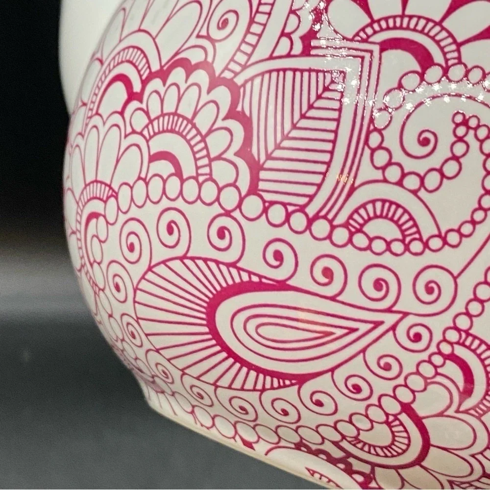 David’s Tea Round Tea Pot with Red Mandala